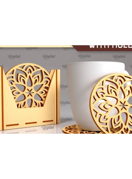Σετ των 2 Intra απο ξύλο plywood 3mm-4mm πάχος - Σουβέρ με θήκη Laser Cut Design Δίασταση 30x20 cm INTRAFABR-102845595