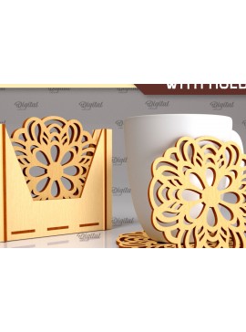 Σετ των 2 Intra απο ξύλο plywood 3mm-4mm πάχος - Σουβέρ με θήκη Laser Cut Design Δίασταση 30x20 cm INTRAFABR-102845696