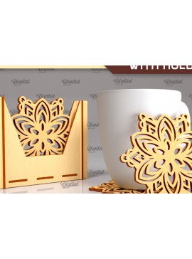 Σετ των 2 Intra απο ξύλο plywood 3mm-4mm πάχος - Σουβέρ με θήκη Laser Cut Design Δίασταση 30x20 cm INTRAFABR-102845754