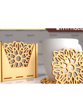 Σετ των 2 Intra απο ξύλο plywood 3mm-4mm πάχος - Σουβέρ με θήκη Laser Cut Design Δίασταση 30x20 cm INTRAFABR-102845775