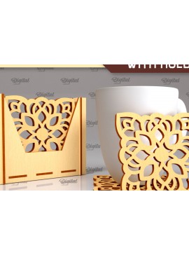 Σετ των 2 Intra απο ξύλο plywood 3mm-4mm πάχος - Σουβέρ με θήκη Laser Cut Design Δίασταση 30x20 cm INTRAFABR-102845794
