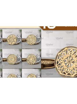 Σετ των 2 Intra απο ξύλο plywood 3mm-4mm πάχος - Σουβέρ με θήκες Laser Cut Bundle Δίασταση 30x20 cm INTRAFABR-107495125