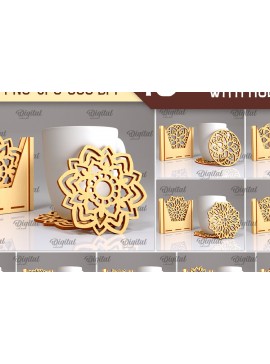 Σετ των 2 Intra απο ξύλο plywood 3mm-4mm πάχος - Σουβέρ με θήκες Laser Cut Bundle Δίασταση 30x20 cm INTRAFABR-102849182