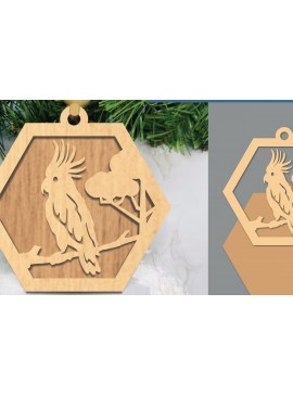 Σετ των 3 Intra απο ξύλο plywood 3mm-4mm πάχος - Στολίδι Cockatoo in Forest Laser Cut Δίασταση 6x6 cm INTRAFABR-105555908