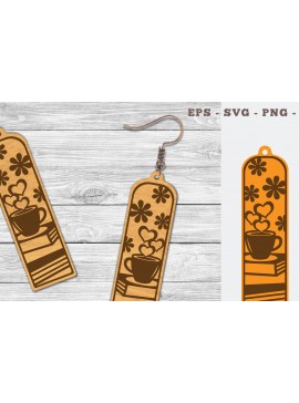 Σετ των 3 Intra απο ξύλο plywood 3mm-4mm πάχος - Σκουλαρίκια με λέιζερ για καφέ και βιβλία  3 Δίασταση 3x3 cm INTRAFABR-103062123