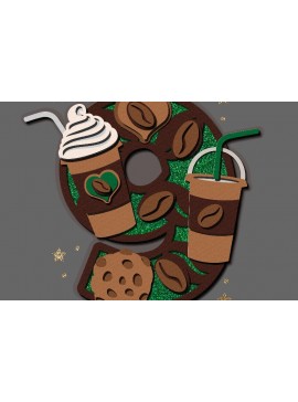 Σετ των 2 Intra απο ξύλο plywood 3mm-4mm πάχος - Αριθμοί καφέ και μπισκότων Δίασταση 20x20 cm INTRAFABR-39206490