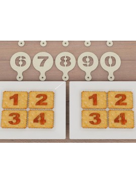 Σετ των 2 Intra απο ξύλο plywood 3mm-4mm πάχος - Σετ Στένσιλ Coffee Baking Numbers 251 Δίασταση 30x20 cm INTRAFABR-53994828