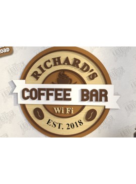 Σετ των 2 Intra απο ξύλο plywood 3mm-4mm πάχος - Coffee Bar Sign Laser Cut | Καφενείο Δίασταση 30x20 cm INTRAFABR-123430561