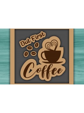 Σετ των 2 Intra απο ξύλο plywood 3mm-4mm πάχος - Coffee Bar Welcome Decor  Δίασταση 20x20 cm INTRAFABR-31675318