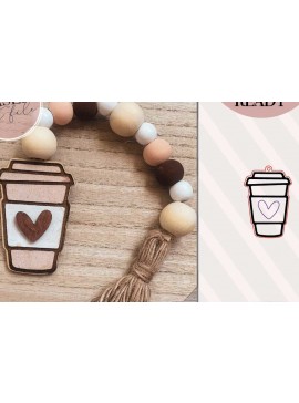 Σετ των 2 Intra απο ξύλο plywood 3mm-4mm πάχος -  κοπής ετικετών με χάντρες καφέ Δίασταση 30x20 cm INTRAFABR-74486592