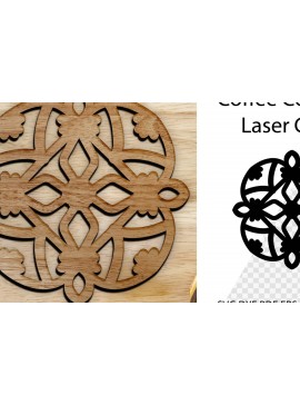 Σετ των 2 Intra απο ξύλο plywood 3mm-4mm πάχος - Coaster Coaster Cut Laser. Στρογγυλό σουβέρ Δίασταση 30x20 cm INTRAFABR-113784494