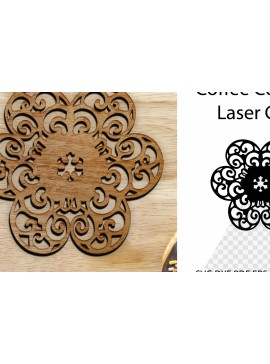 Σετ των 2 Intra απο ξύλο plywood 3mm-4mm πάχος - Coaster Coaster Cut Laser. Στρογγυλό σουβέρ Δίασταση 15x15 cm INTRAFABR-115035026
