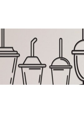 Σετ των 2 Intra απο ξύλο plywood 3mm-4mm πάχος - Επιτοίχια κομμένη κούπα καφέ με λέιζερ  Δίασταση 30x20 cm INTRAFABR-69129190