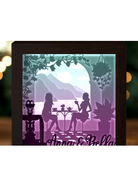 Σετ των 2 Intra απο ξύλο plywood 3mm-4mm πάχος - Coffee Friends Paper Cut Light Box Δίασταση 20x20 cm INTRAFABR-26370328
