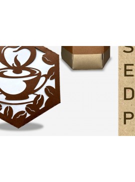 Σετ των 2 Intra απο ξύλο plywood 3mm-4mm πάχος - Χαρτί διακοσμητικό κουτί δώρου Coffee Hexagon Δίασταση 30x20 cm INTRAFABR-102205575