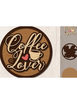 Σετ των 2 Intra απο ξύλο plywood 3mm-4mm πάχος - Coffee Lover, Laser Cut, Multilayer  Δίασταση 20x20 cm INTRAFABR-13424861