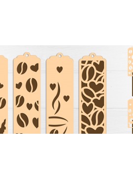 Σετ των 2 Intra απο ξύλο plywood 3mm-4mm πάχος - Coffee Lovers Bookmarks  Layered Δίασταση 20x20 cm INTRAFABR-121916383