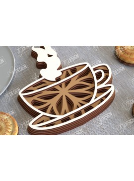 Intra απο ξύλο plywood 3mm-4mm πάχος - Καφέ Mandala | 3D πρότυπο |Φλιτζάνι καφέ Δίασταση 30x30 cm INTRAFABR-100926180