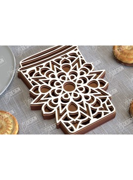 Intra απο ξύλο plywood 3mm-4mm πάχος - Καφέ Mandala | 3D πρότυπο |Φλιτζάνι καφέ Δίασταση 30x30 cm INTRAFABR-100926183