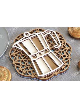 Σετ των 2 Intra απο ξύλο plywood 3mm-4mm πάχος - Καφέ Mandala | 3D πρότυπο |Φλιτζάνι καφέ Δίασταση 30x30 cm INTRAFABR-100926187