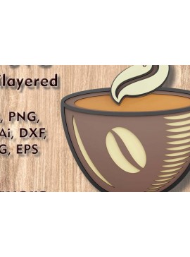 Σετ των 3 Intra απο ξύλο plywood 3mm-4mm πάχος - Κούπα καφέ 3D  Πολυστρωματικά Αρχεία Λέιζερ Δίασταση 9x7 cm INTRAFABR-109449684