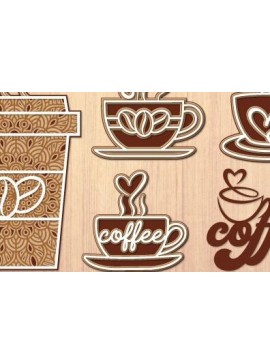 Σετ των 2 Intra απο ξύλο plywood 3mm-4mm πάχος - Coffee Multilayer Cut Laser Design Δίασταση 30x20 cm INTRAFABR-34467001