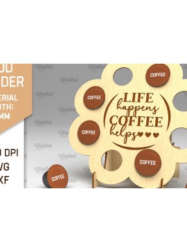 Σετ των 2 Intra απο ξύλο plywood 3mm-4mm πάχος - Σχέδιο κοπής λέιζερ θήκης για δοχεία καφέ Δίασταση 30x20 cm INTRAFABR-92559489