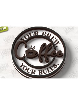 Σετ των 2 Intra απο ξύλο plywood 3mm-4mm πάχος - Coffee Sign Cut Laser | Καφενείο Δίασταση 30x20 cm INTRAFABR-123369488