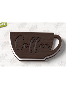 Σετ των 2 Intra απο ξύλο plywood 3mm-4mm πάχος - Coffee Sign Cut Laser | Καφενείο Δίασταση 30x20 cm INTRAFABR-123369547
