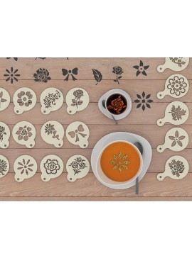 Σετ των 2 Intra απο ξύλο plywood 3mm-4mm πάχος - Σετ Στένσιλ καφέ / Μοτίβο Barista 254 Δίασταση 30x20 cm INTRAFABR-53994288