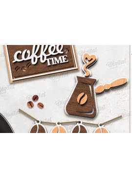 Σετ των 2 Intra απο ξύλο plywood 3mm-4mm πάχος - Διακόσμηση δίσκου καφέ σε επίπεδα Δίασταση 30x20 cm INTRAFABR-120976904