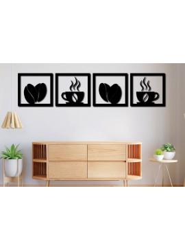 Σετ των 2 Intra απο ξύλο plywood 3mm-4mm πάχος - Διακόσμηση τοίχου καφέ με λέιζερ 3D  15 Δίασταση 30x20 cm INTRAFABR-74911966