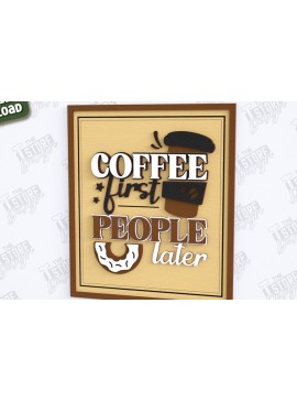 Σετ των 2 Intra απο ξύλο plywood 3mm-4mm πάχος - Coffee Wall Sign Laser Cut |Coffee House Δίασταση 30x20 cm INTRAFABR-123431475
