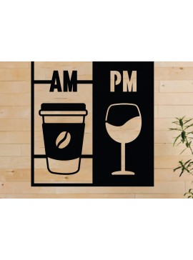 Intra απο ξύλο plywood 3mm-4mm πάχος - Επιγραφή τοίχου Coffee & Wine Bar Cut Laser Δίασταση 40x50 cm INTRAFABR-64048911