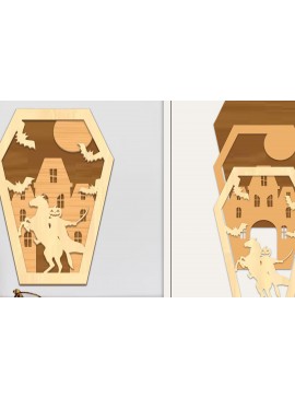 Σετ των 3 Intra απο ξύλο plywood 3mm-4mm πάχος - Coffin Halloween Στολίδι με   Δίασταση 6x6 cm INTRAFABR-102676697