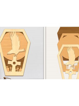 Σετ των 3 Intra απο ξύλο plywood 3mm-4mm πάχος - Coffin Halloween Στολίδι με   Δίασταση 6x6 cm INTRAFABR-102676730
