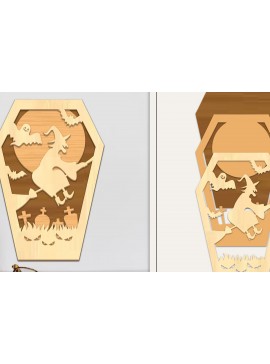 Σετ των 3 Intra απο ξύλο plywood 3mm-4mm πάχος - Coffin Halloween Στολίδι με   Δίασταση 6x6 cm INTRAFABR-102676778