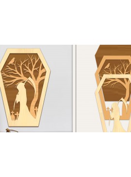 Σετ των 3 Intra απο ξύλο plywood 3mm-4mm πάχος - Coffin Halloween Στολίδι με   Δίασταση 6x6 cm INTRAFABR-102676827