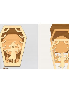 Σετ των 3 Intra απο ξύλο plywood 3mm-4mm πάχος - Coffin Halloween Στολίδι με   Δίασταση 6x6 cm INTRAFABR-102676859