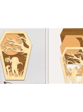 Σετ των 3 Intra απο ξύλο plywood 3mm-4mm πάχος - Coffin Halloween Στολίδι με   Δίασταση 6x6 cm INTRAFABR-102677111