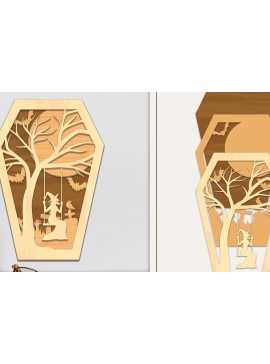 Σετ των 3 Intra απο ξύλο plywood 3mm-4mm πάχος - Coffin Halloween Στολίδι με   Δίασταση 6x6 cm INTRAFABR-102677209