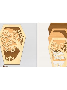 Σετ των 3 Intra απο ξύλο plywood 3mm-4mm πάχος - Coffin Halloween Στολίδι με   Δίασταση 6x6 cm INTRAFABR-102622180