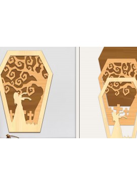 Σετ των 3 Intra απο ξύλο plywood 3mm-4mm πάχος - Coffin Halloween Στολίδι με   Δίασταση 6x6 cm INTRAFABR-102622503