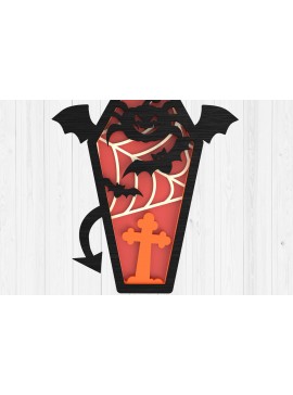 Σετ των 2 Intra απο ξύλο plywood 3mm-4mm πάχος - COFFIN HALLOWEEN  Laser Cut Δίασταση 15x15 cm INTRAFABR-102203360