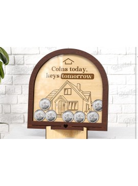 Σετ των 2 Intra απο ξύλο plywood 3mm-4mm πάχος - Θήκη νομισμάτων LaserCut. Ξύλινο Κουτιά Δίασταση 30x20 cm INTRAFABR-123567041