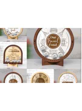 Σετ των 2 Intra απο ξύλο plywood 3mm-4mm πάχος - Δέσμη θηκών νομισμάτων  Δίασταση 30x20 cm INTRAFABR-123622453