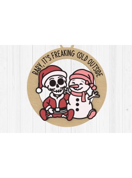 Σετ των 3 Intra απο ξύλο plywood 3mm-4mm πάχος - Ψυχρός εξωτερικός σκελετός & Στολίδι Χιονάνθρωπος Δίασταση 6x6 cm INTRAFABR-108539355