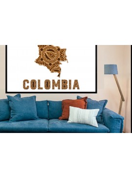 Σετ των 2 Intra απο ξύλο plywood 3mm-4mm πάχος - Ξύλινος χάρτης της χώρας Mandala της Κολομβίας Δίασταση 30x30 cm INTRAFABR-66984229