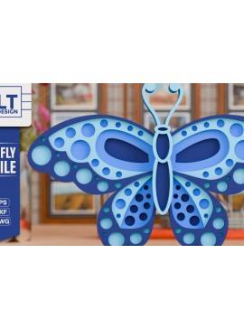 Σετ των 3 Intra απο ξύλο plywood 3mm-4mm πάχος - Σχεδιασμός Χειροτεχνίας Colorful Butterfly  Δίασταση 4x4 cm INTRAFABR-97876782