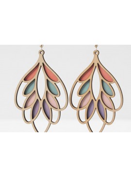 Σετ των 3 Intra απο ξύλο plywood 3mm-4mm πάχος - Πολύχρωμα πουπουλένια σκουλαρίκια  Δίασταση 3x3 cm INTRAFABR-122723930